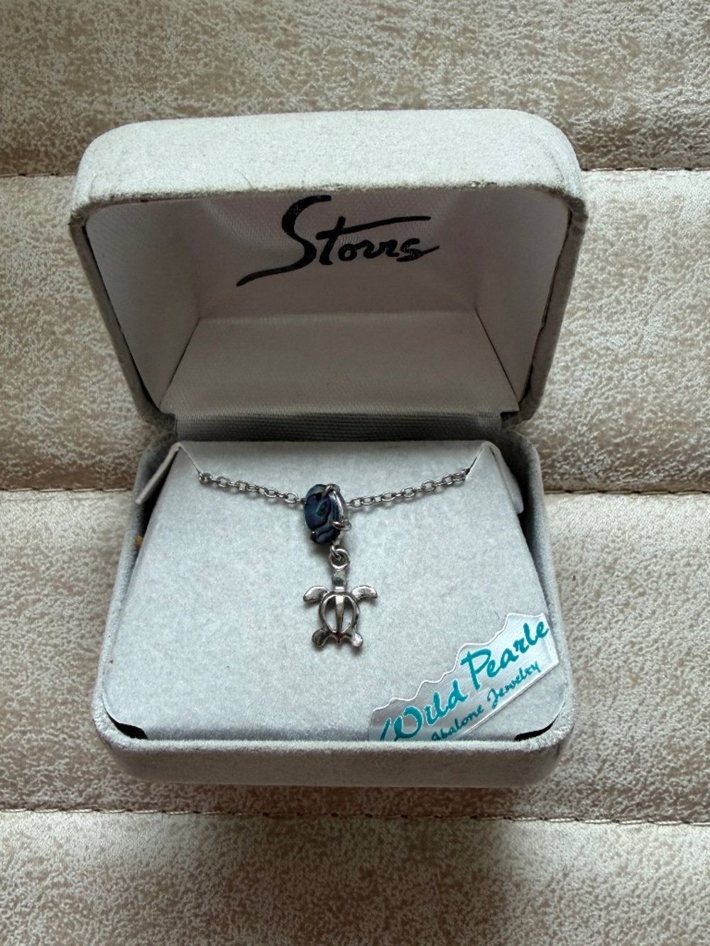 A.T. Storrs Wild Pearle Abalone Sea Turtle Necklace